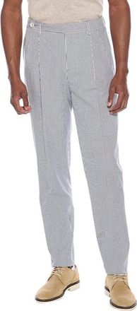 Brunello Cucinelli MenS Blue White Striped Cotton Trousers, Size 48