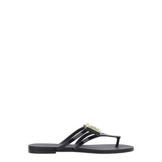 Dolce & Gabbana Flip Flops, female, Black, Size: 6 US Rubber Beachwear Slides with Logo