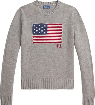 Polo Ralph Lauren Gray Flag Cotton Wool Crewneck Sweater
