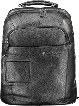 Piquadro Black Leather Mens Mens Backpack