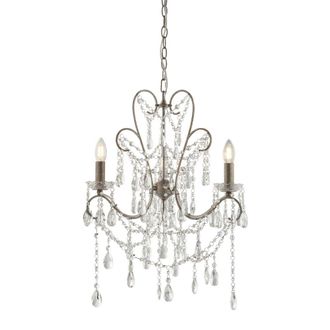 Loops Aged Silver Ceiling Chandelier - 3 Bulb Light Decorative Ceiling Pendant Fitting in Metallics