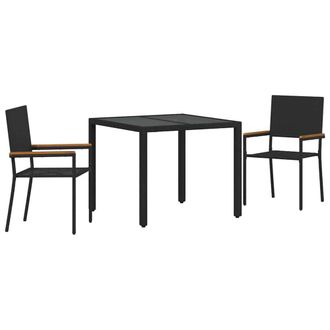 Berkfield Home 3 Piece Garden Dining Set Black Poly Rattan