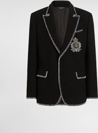 Dolce & Gabbana Tweed Single-breasted Jacket With Embroidery - Man Suits And Blazers Black 50