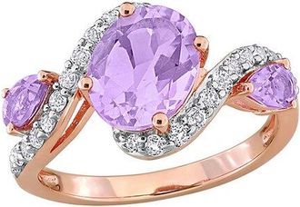 Rina Limor Silver 3.08 Ct. Tw. Rose De France, Amethyst, White Topaz Swirl Ring