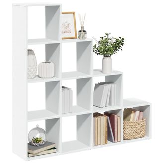 Berkfield Home Room Divider Bookcase 4-Tier White 131.5x29x131.5 cm Engineered Wood