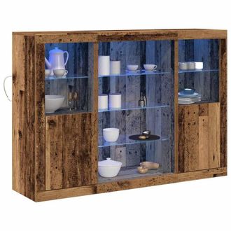 Berkfield Home Sideboard with LED Lights Old Wood 142.5x37x100 cm Engineered Wood in Brown