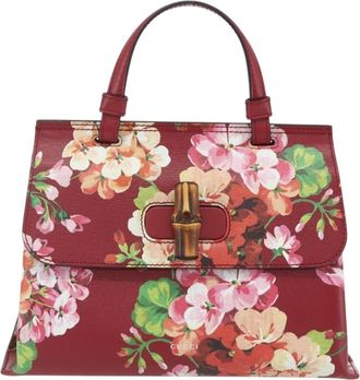 Gucci Bamboo Daily Top Handle Bag Blooms Print Leather Multicolour Leather Handbag (Pre-Owned)