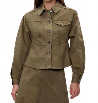 Rebecca Taylor Carmen Garment Dyed Jacket In Olive