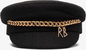 Ruslan Baginskiy Black Chain Baker Boy Hat - Womens - Cotton/Wool