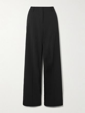 Jean Paul Gaultier Pantaloni A Gamba Larga In Twill Con Staffa - Nero