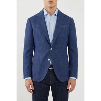 Brunello Cucinelli Blue Linen Wool Blazer, Brand Size 44 (US Size 34)