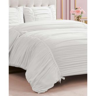 Juicy Couture Ribbon Ruched Comforter & Sham Set in White at Nordstrom Rack, Size Twin/twin Xl