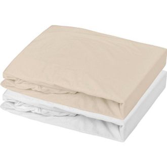 OEM Juego De 2 S&aacute;banas Ajustables - Mon Ptit Dodo - Jersey 100% Algod&oacute;n - 70 X 140 Cm - Blanco Y Nude