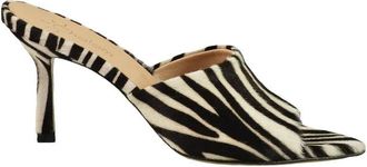 My Chalom White/Black Leather Mule Pony