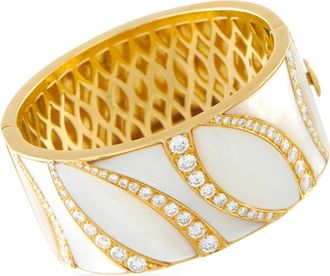 Luxury Bazaar 18K Yellow Gold 5.78ct Diamond and Mother of Pearl Bracelet MF04-061826