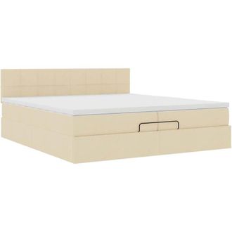 vidaXL Estructura De Cama Otomana Con Colch&oacute;n Color Crema 200x200 Cm Vidaxl