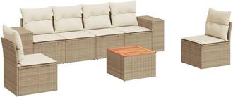 vidaXL Vidaxl - Set Sof&aacute;s De Jard&iacute;n 7 Piezas Y Cojines Rat&aacute;n Sint&eacute;tico Beige