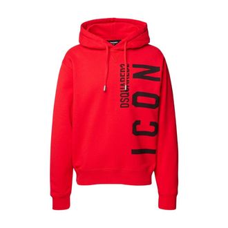 Dsquared2 Mens Red Hoodie Large Black Icon Logo Cotton - Size X-Large