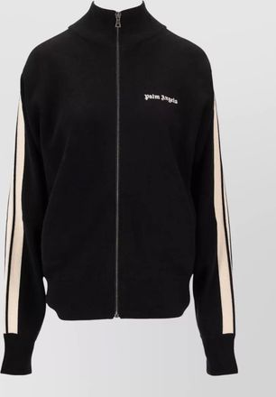 Palm Angels cashmere-blend logo-knit zip-up jumper