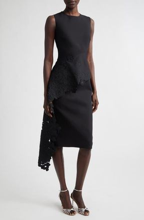 Oscar De La Renta Lace Waist Detail Sleeveless Cocktail Dress in Black at Nordstrom, Size 10