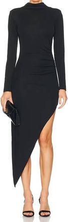 Astr Mock Neck Asymmetrical Dress In Black