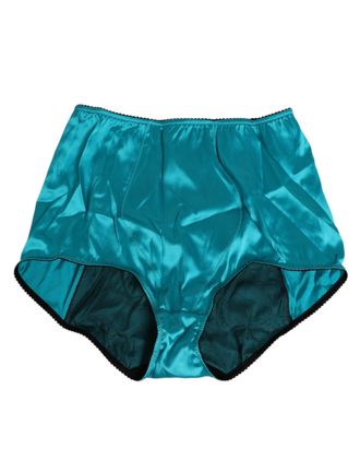 Dolce & Gabbana Aqua Green Satin High-Waist Briefs Womens Underwear