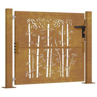 vidaXL Puerta De Jard&iacute;n Acero Corten Dise&ntilde;o Bamb&uacute; 105x80 Cm Vidaxl