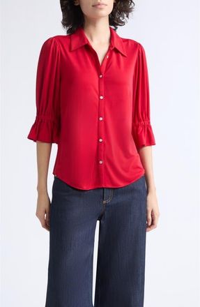 Cinq &agrave; Sept Fiona Matte Jersey Top in Warm Cranberry at Nordstrom, Size Xx-Small