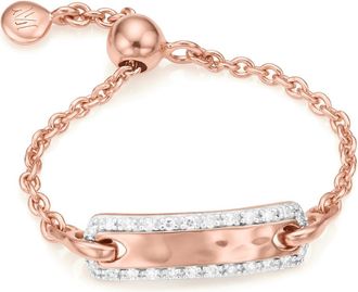 Monica Vinader Rose Gold Havana Adjustable Friendship Diamond Ring Diamond