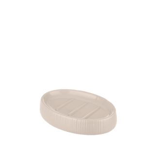 KASANOVA Porta sapone rigato in ceramica, beige
