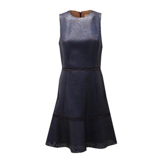 Michael Kors Navy Eco Leather Perforated Dress - Dames - Korte kleedjes - Blauw - XS - Leer - Kleedjes