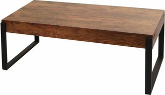 Hhg Mesa de centro HHG 699, mesa de salón mesa auxiliar mesa de sofá, metal 43x110x64cm, roble silvestre oscuro