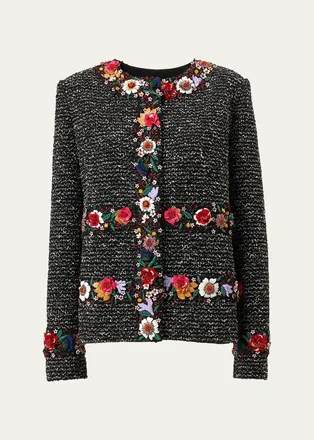 Carolina Herrera Embroidered Tweed Jacket