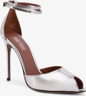 PARIS TEXAS Womens Laminated Leather Sandals Silver