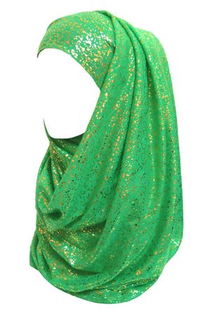 Lina & Lily Sparkle Gold Glitter Foil Hijab Head Scarf for Women (Spring green)
