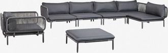 Sklum Sklum - Sof&aacute; Modular De Jard&iacute;n Rinconera De 5 Piezas Con Puff Y Sill&oacute;n Roubly