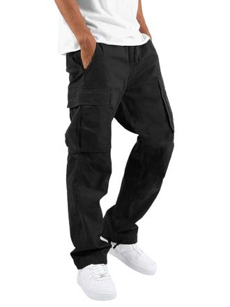 SHEKINI Mens Jogging Pants Trousers Sweatpants Sport Cargo Pants with Pockets Leisure Running Casual Jogger(Black,XXL)
