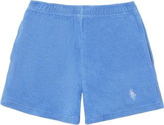 Sporty & Rich embroidered-logo terry shorts - women - Cotton - L - Blue