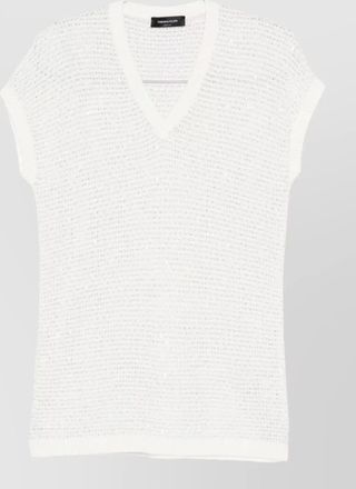 Fabiana Filippi v neck sequin knit short sleeve top