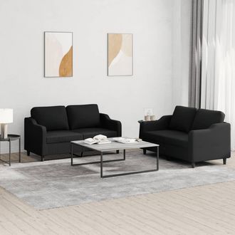 vidaXL Vidaxl - Juego De Sof&aacute;s Con Cojines 2 Piezas Tela Negro