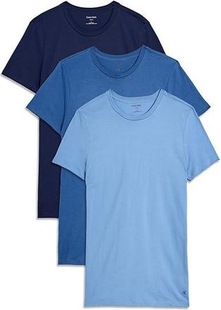 Calvin Klein Underwear Cotton Classics 3-Pack Crewneck T-Shirts Mens T Shirt Blue Bay/Minnow/Medieval Blue : 2XL
