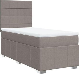 vidaXL Cama Box Spring Con Colch&oacute;n Tela Gris Taupe 80x200 Cm Vidaxl