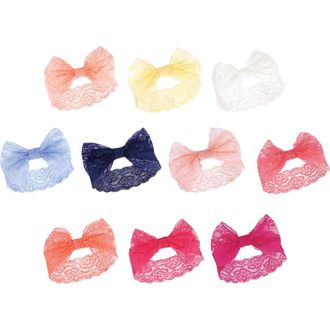 Hudson Baby 10Pk Lace Headbands in Periwinkle Yellow Pink Coral at Nordstrom