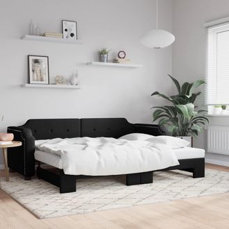vidaXL Sof&aacute; Cama Nido Tela Negro 90x190 Cm Vidaxl