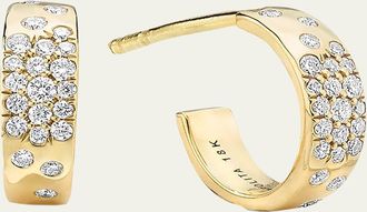 Ippolita Huggie Hoop Earrings in 18K Gold with Diamonds