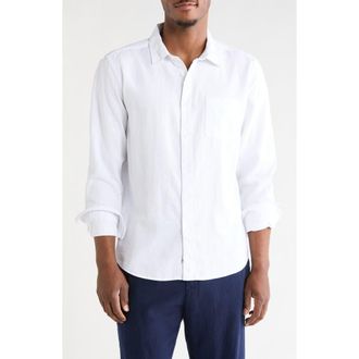 Vintage Summer Swimwear Long Sleeve Linen Blend Shirt in White at Nordstrom Rack, Size Xx-Large