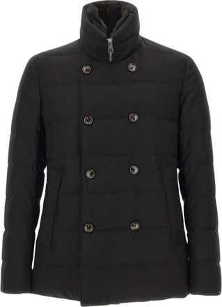 Montecore Dubbele rij knopen wollen donsjack - Heren - Winterjassen - Zwart - 2XL - Wol - Jassen