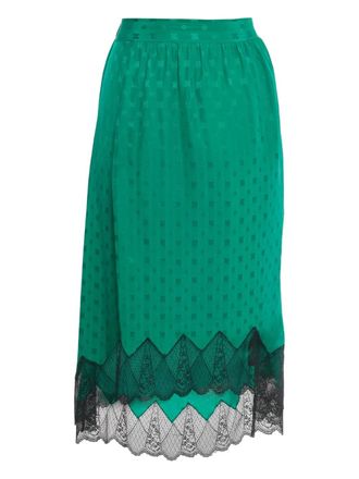 Zadig&Voltaire patterned lace-hem midi skirt - Green