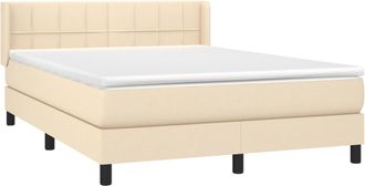 vidaXL Cama Box Spring Con Colch&oacute;n Tela Color Crema 140x190 Cm Vidaxl