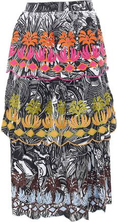 Farm Rio Multicolor Ruta Maxi Ruffled Skirt